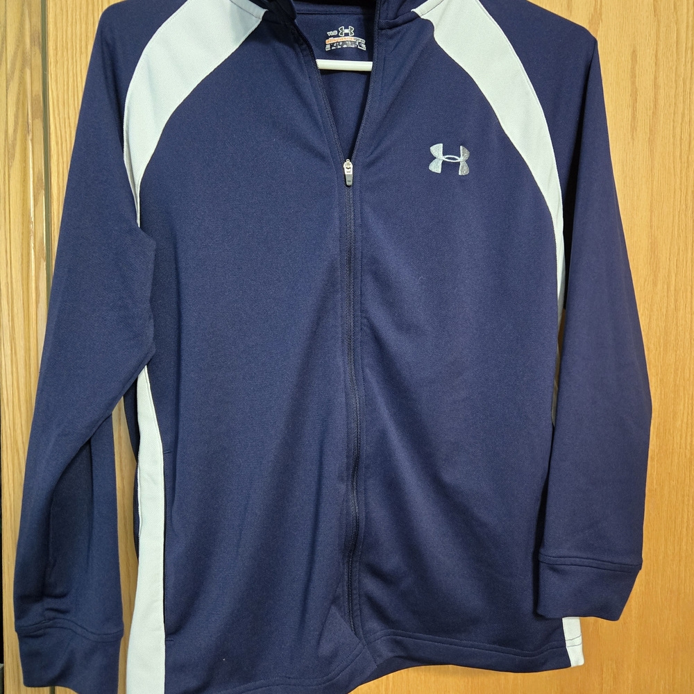 Under Armour Dark Blue and White Zip-Up Jacket